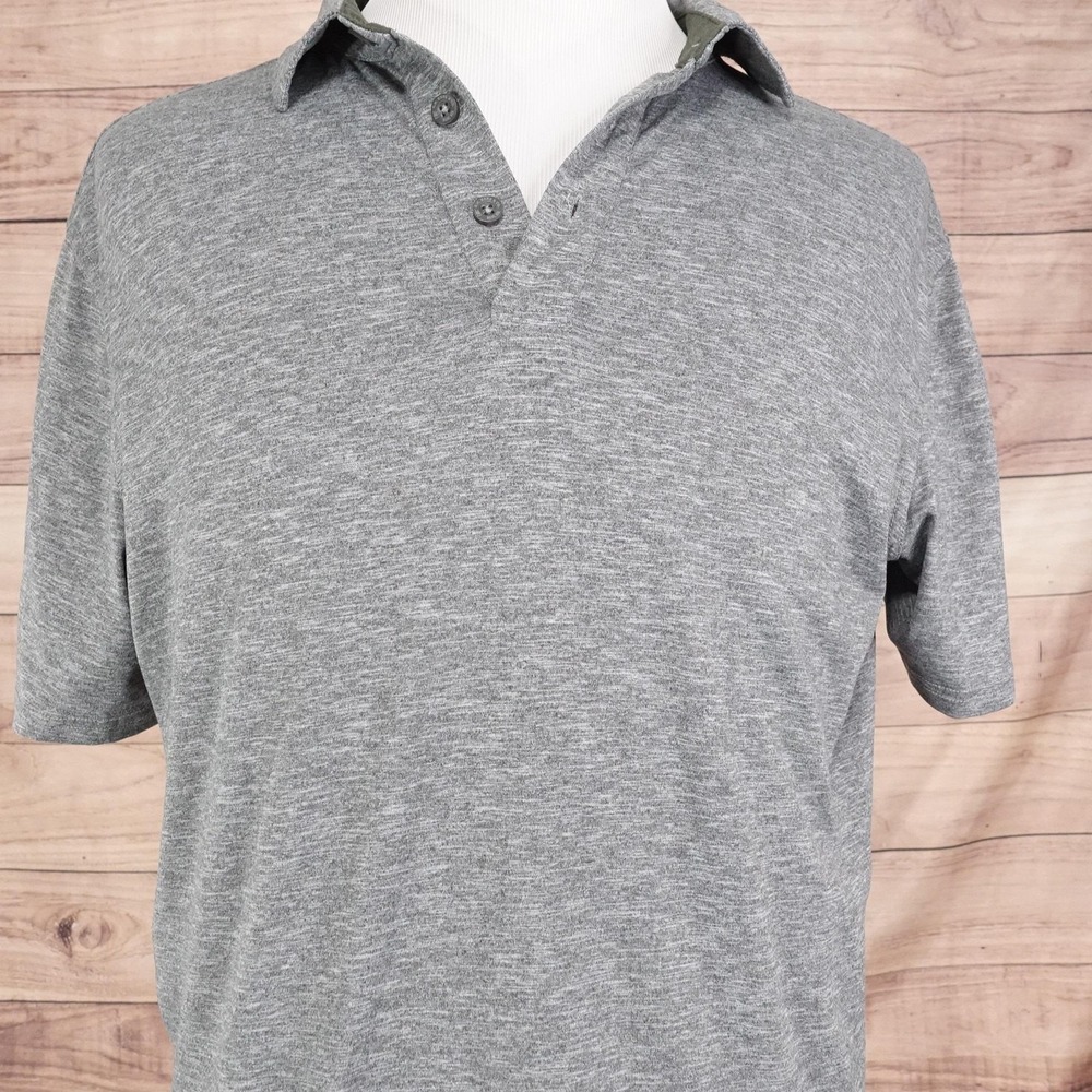 G.H. Bass & Co. Polo Shirt Mens‎ XL Gray Solid Stretch Jersey Knit Short Sleeve